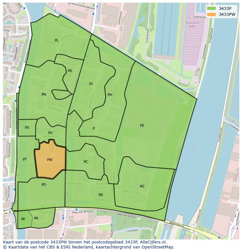 Afbeelding van het postcodegebied 3433 PW op de kaart.