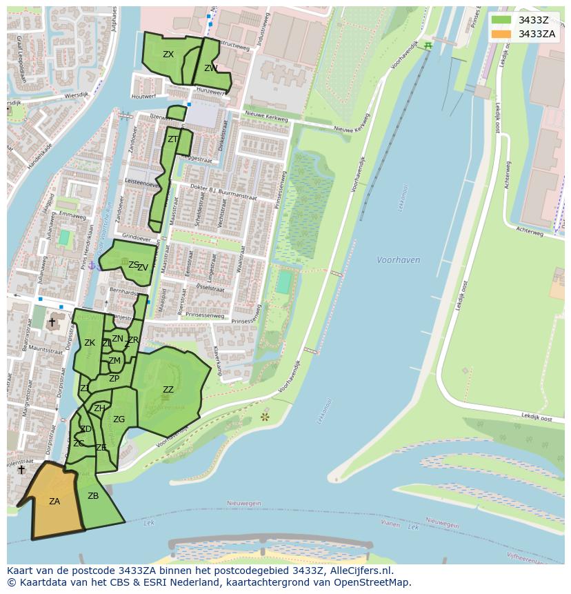 Afbeelding van het postcodegebied 3433 ZA op de kaart.