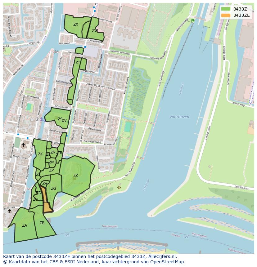 Afbeelding van het postcodegebied 3433 ZE op de kaart.