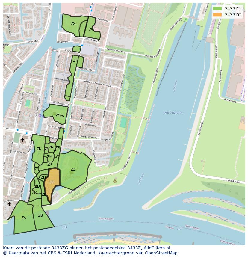Afbeelding van het postcodegebied 3433 ZG op de kaart.
