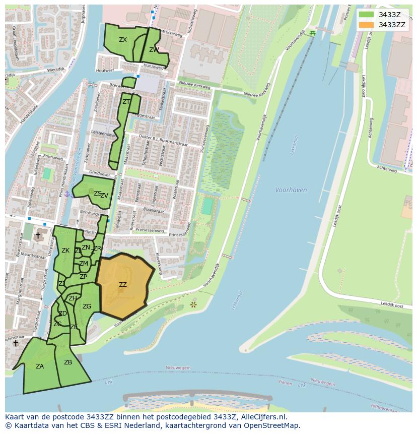 Afbeelding van het postcodegebied 3433 ZZ op de kaart.