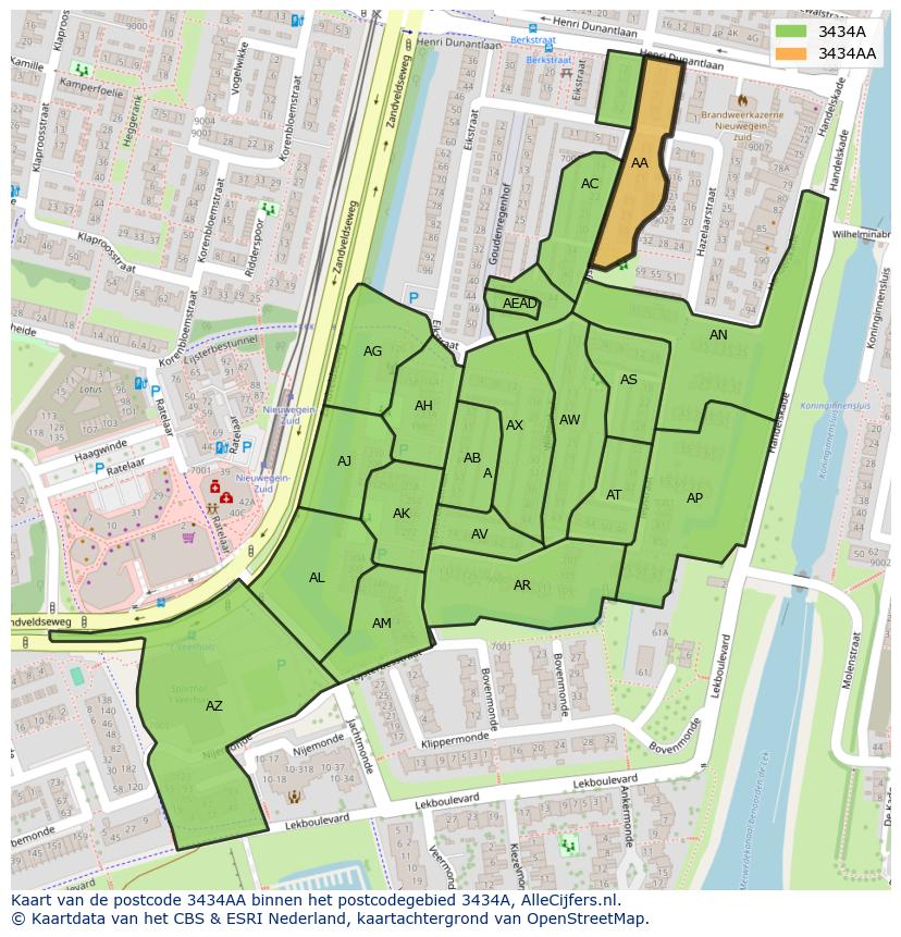 Afbeelding van het postcodegebied 3434 AA op de kaart.