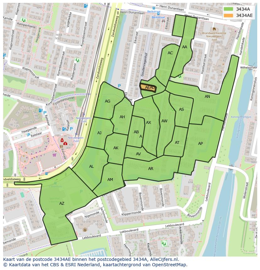 Afbeelding van het postcodegebied 3434 AE op de kaart.