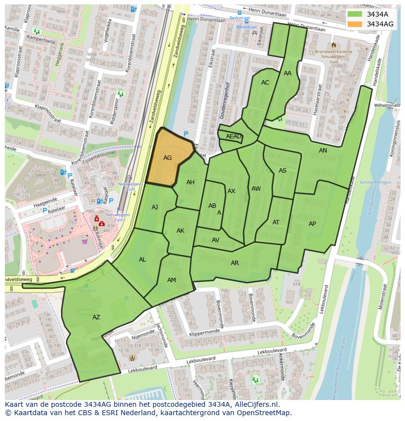Afbeelding van het postcodegebied 3434 AG op de kaart.