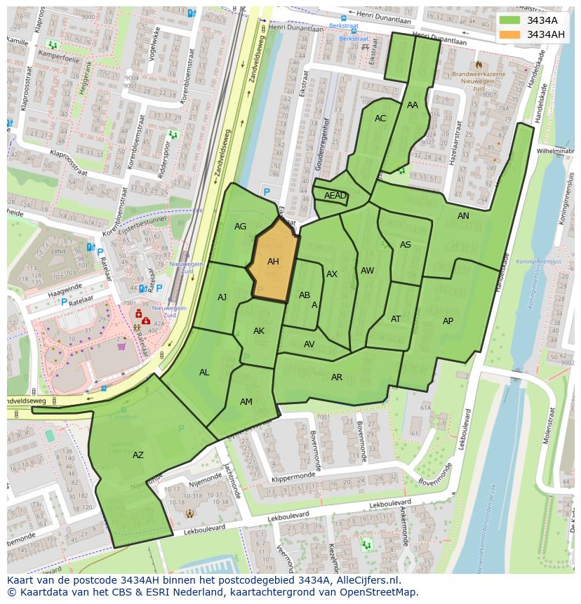 Afbeelding van het postcodegebied 3434 AH op de kaart.
