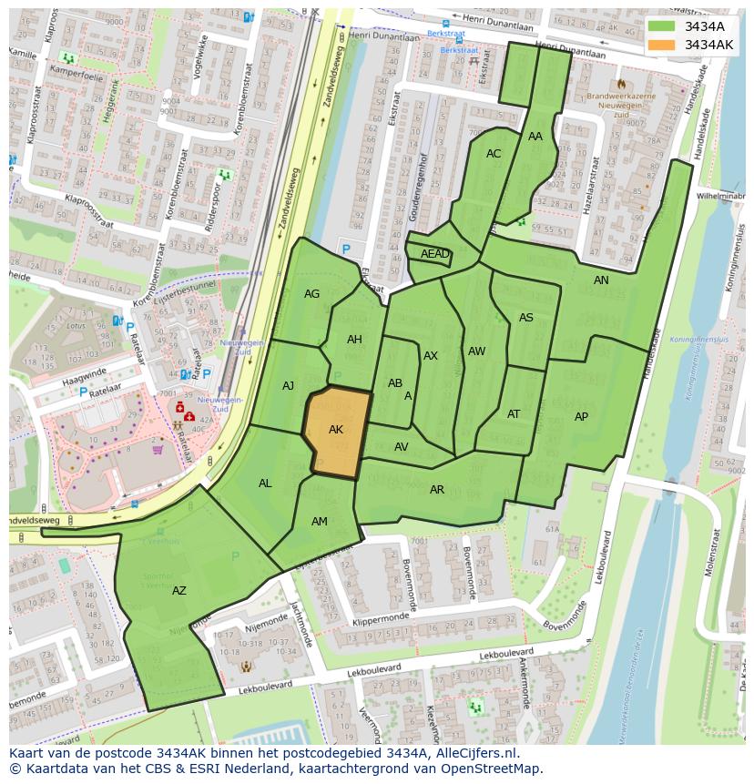 Afbeelding van het postcodegebied 3434 AK op de kaart.