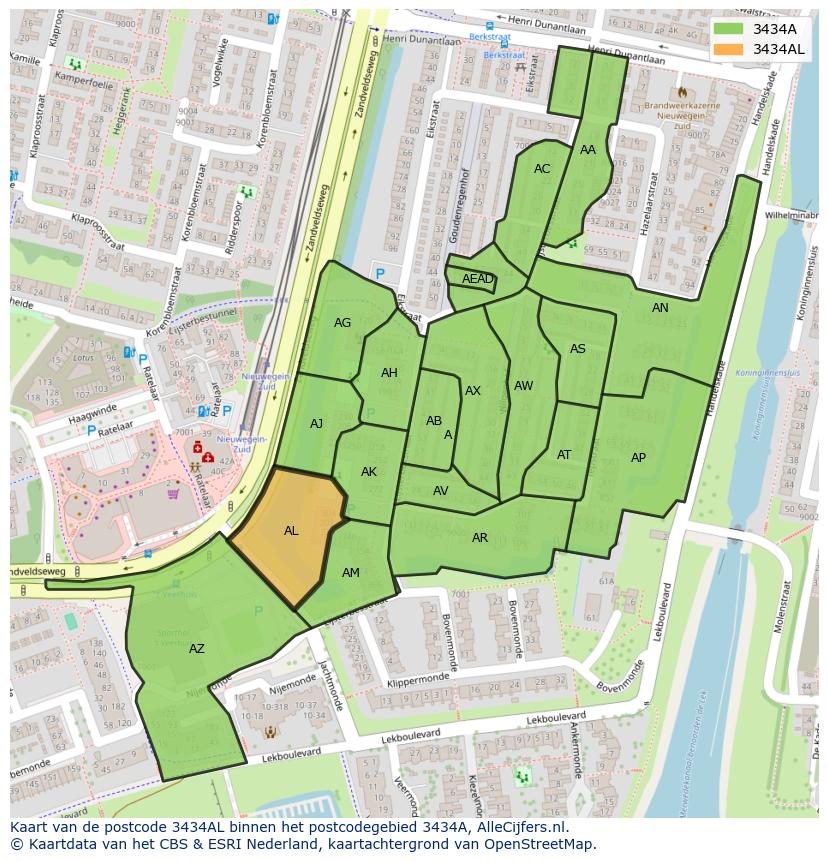 Afbeelding van het postcodegebied 3434 AL op de kaart.