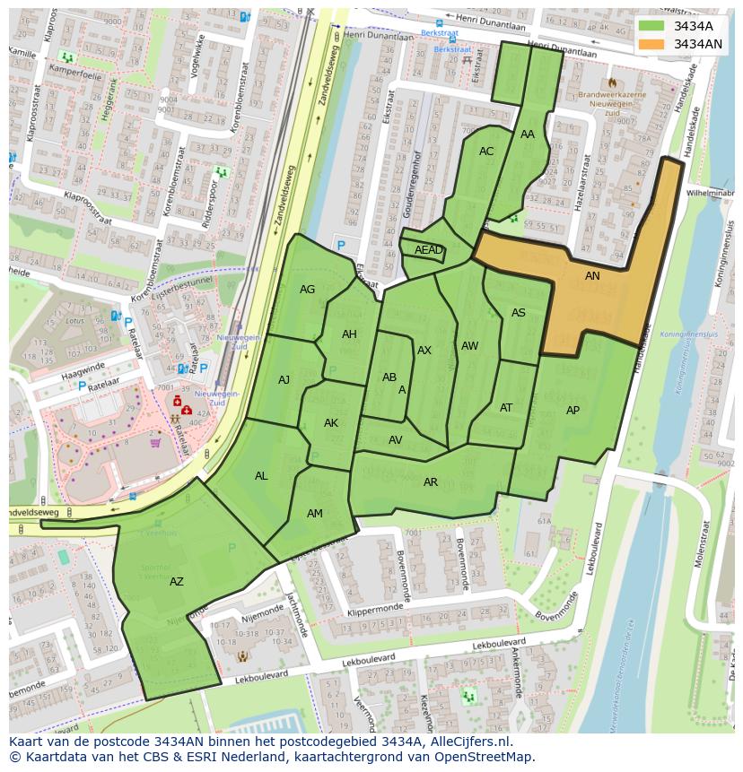 Afbeelding van het postcodegebied 3434 AN op de kaart.