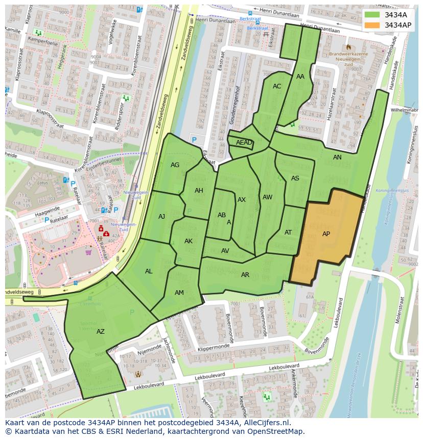 Afbeelding van het postcodegebied 3434 AP op de kaart.