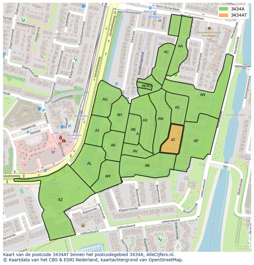 Afbeelding van het postcodegebied 3434 AT op de kaart.