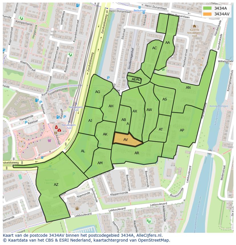 Afbeelding van het postcodegebied 3434 AV op de kaart.