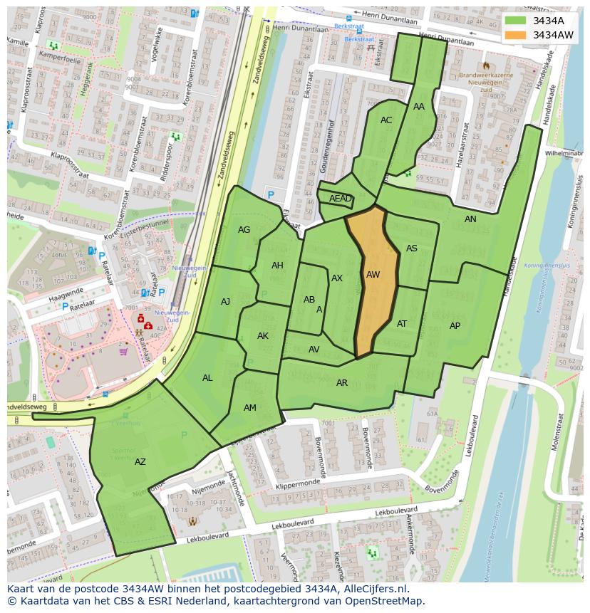 Afbeelding van het postcodegebied 3434 AW op de kaart.