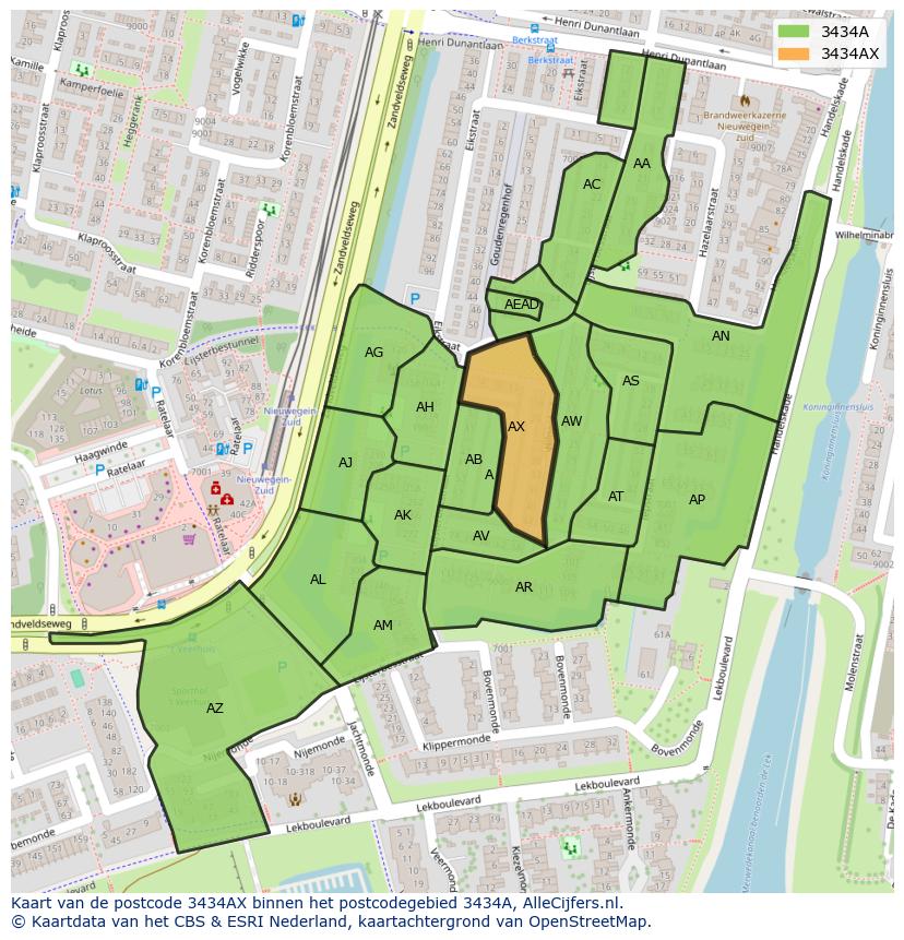 Afbeelding van het postcodegebied 3434 AX op de kaart.