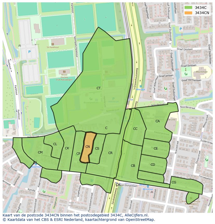 Afbeelding van het postcodegebied 3434 CN op de kaart.