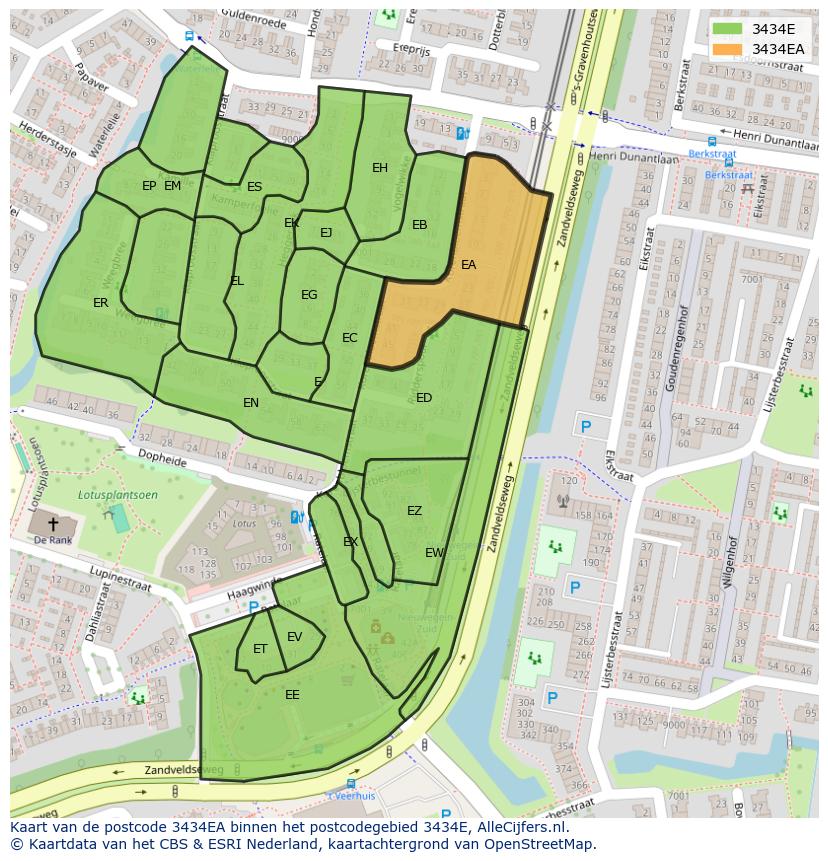 Afbeelding van het postcodegebied 3434 EA op de kaart.