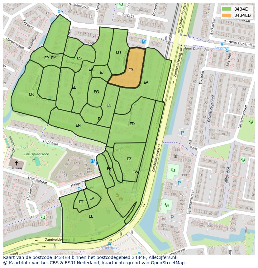 Afbeelding van het postcodegebied 3434 EB op de kaart.