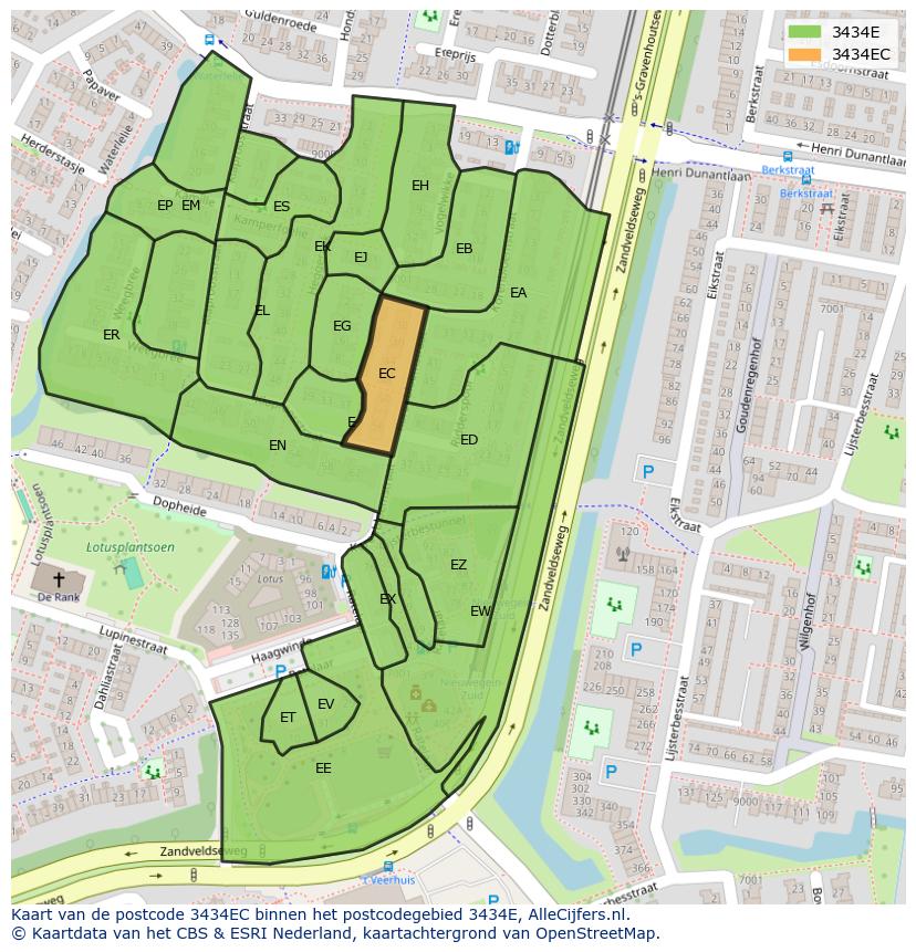 Afbeelding van het postcodegebied 3434 EC op de kaart.