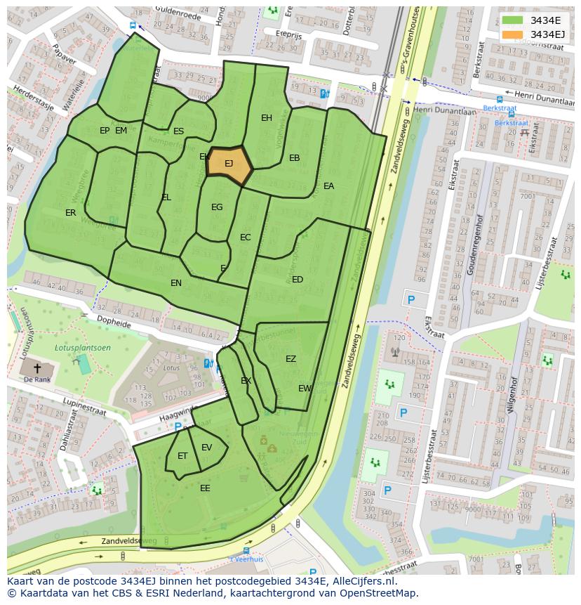 Afbeelding van het postcodegebied 3434 EJ op de kaart.