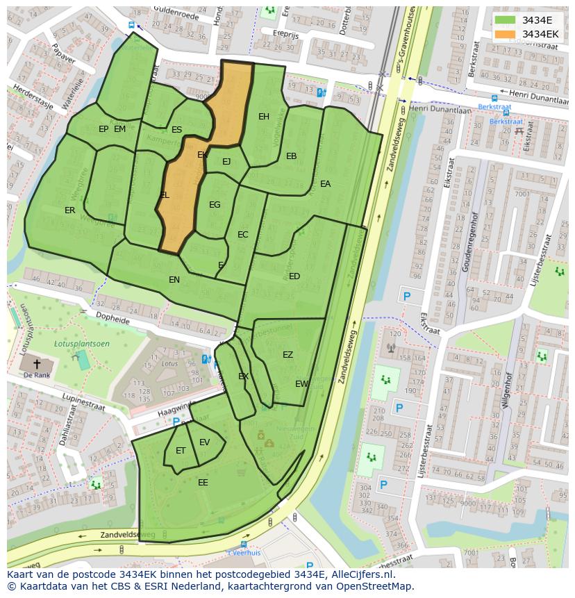 Afbeelding van het postcodegebied 3434 EK op de kaart.