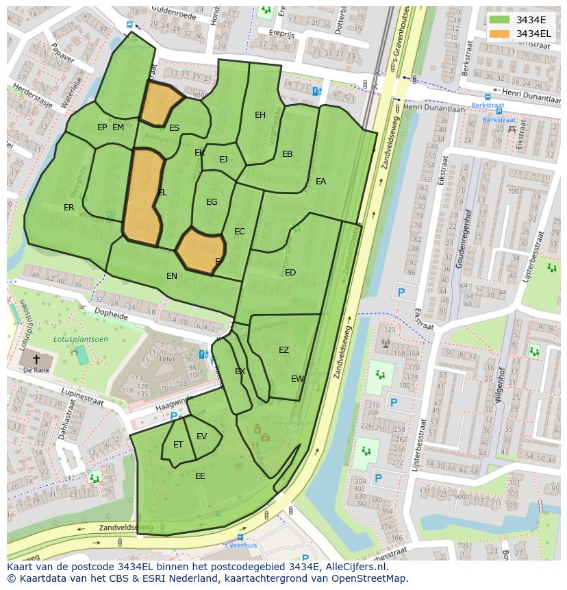 Afbeelding van het postcodegebied 3434 EL op de kaart.