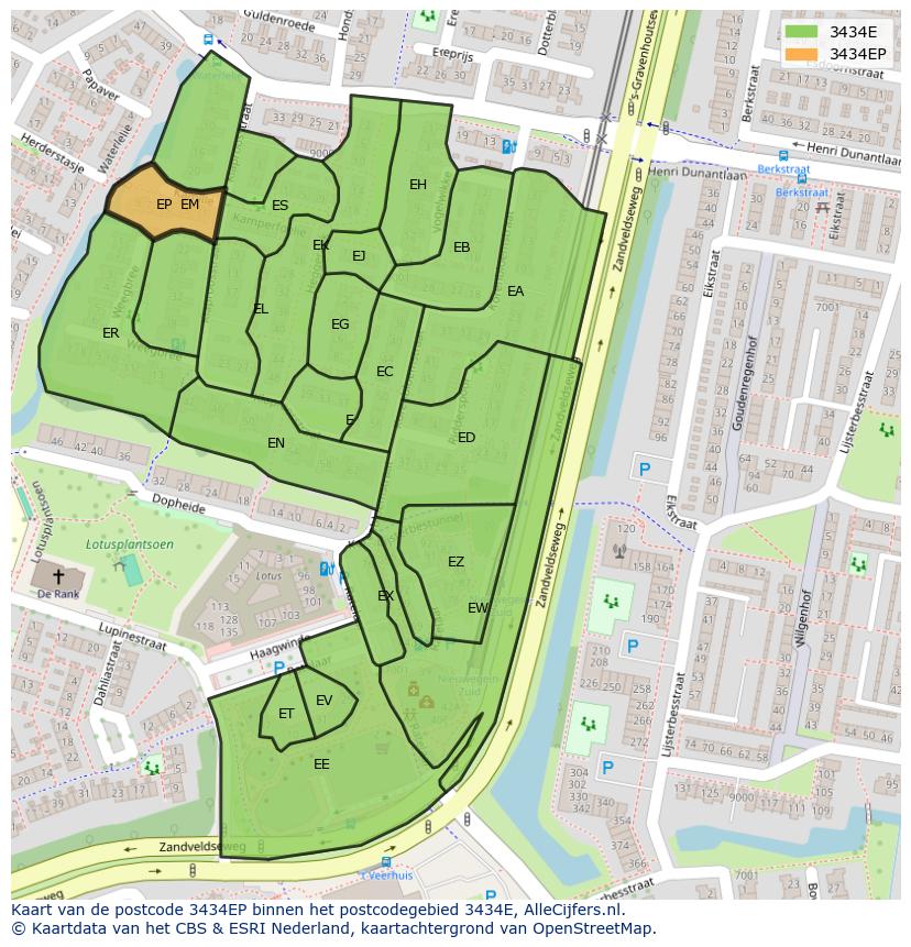 Afbeelding van het postcodegebied 3434 EP op de kaart.