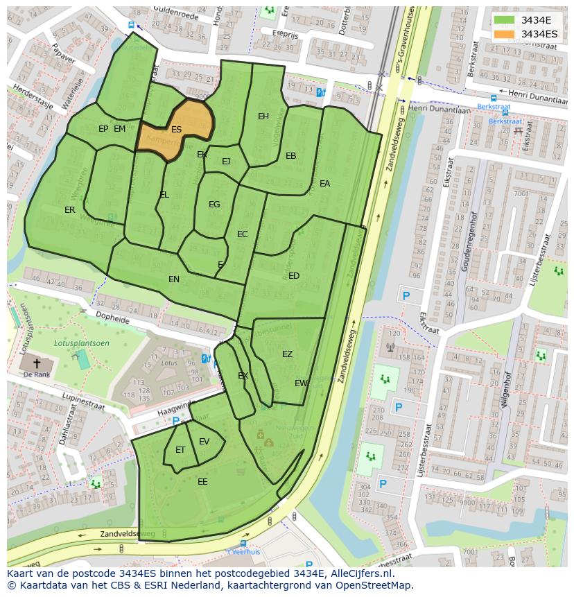 Afbeelding van het postcodegebied 3434 ES op de kaart.