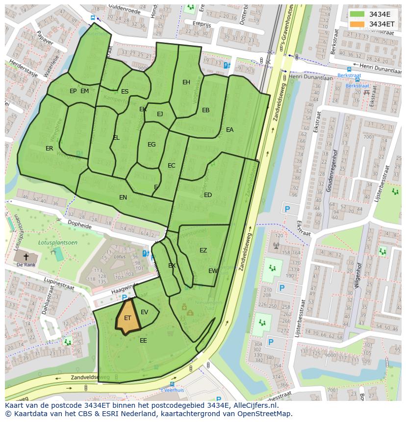 Afbeelding van het postcodegebied 3434 ET op de kaart.