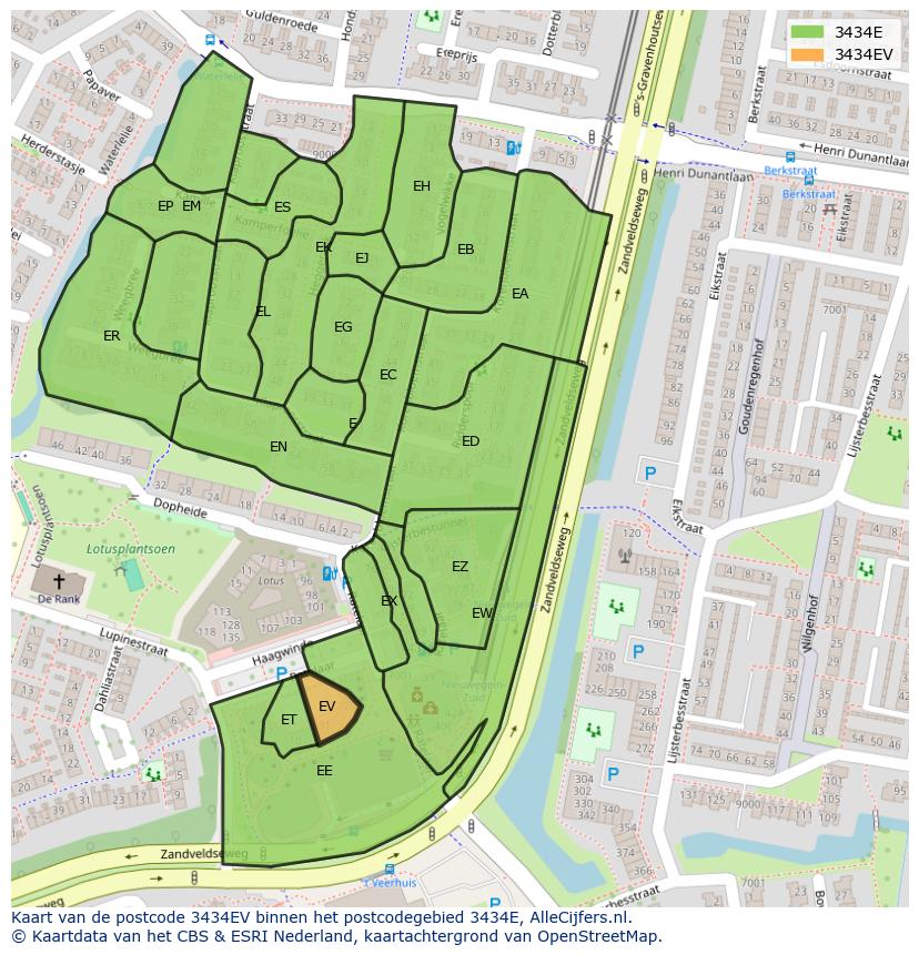 Afbeelding van het postcodegebied 3434 EV op de kaart.