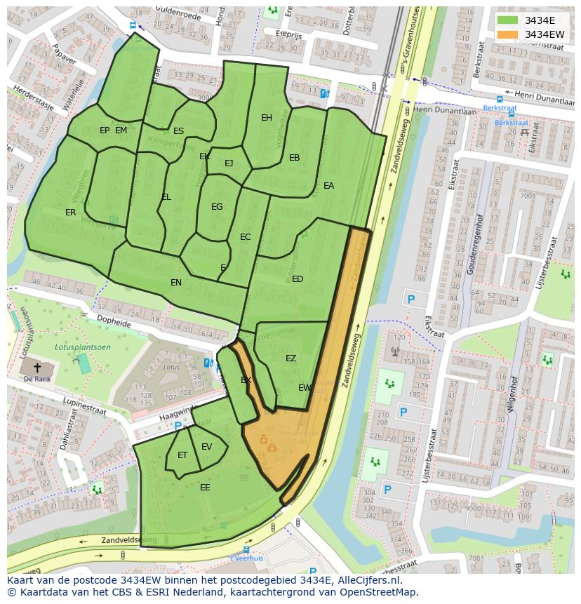 Afbeelding van het postcodegebied 3434 EW op de kaart.