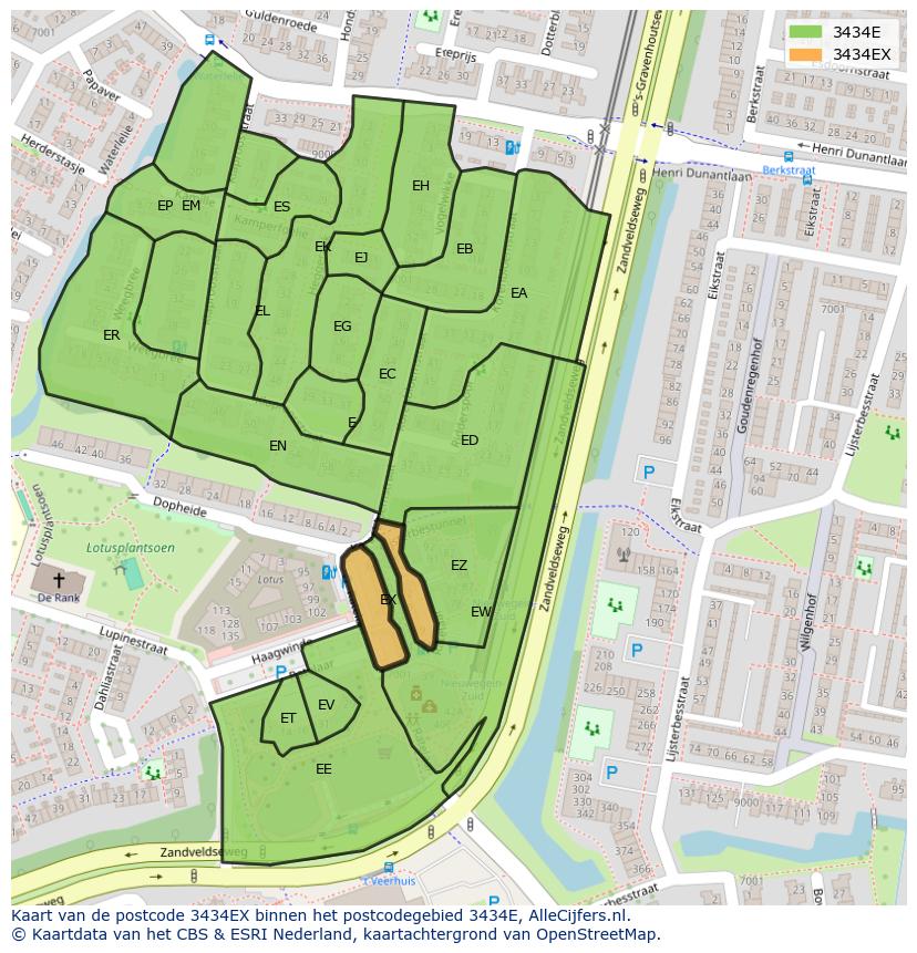 Afbeelding van het postcodegebied 3434 EX op de kaart.