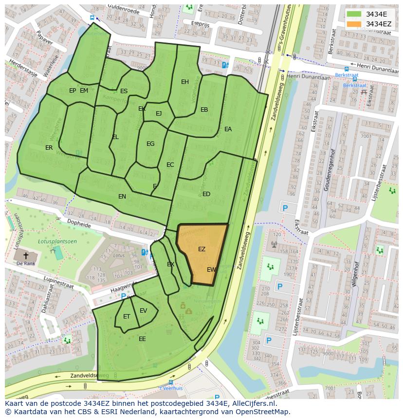 Afbeelding van het postcodegebied 3434 EZ op de kaart.