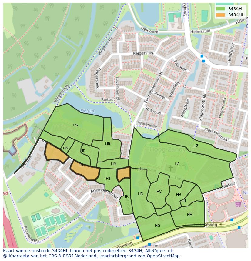 Afbeelding van het postcodegebied 3434 HL op de kaart.