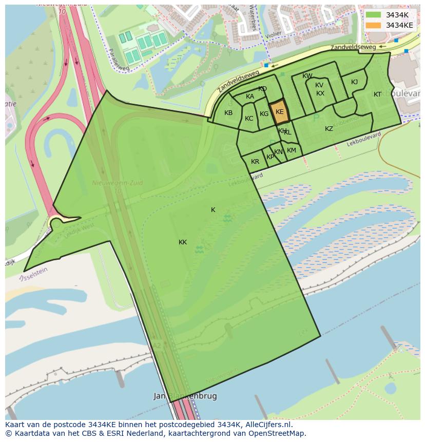 Afbeelding van het postcodegebied 3434 KE op de kaart.