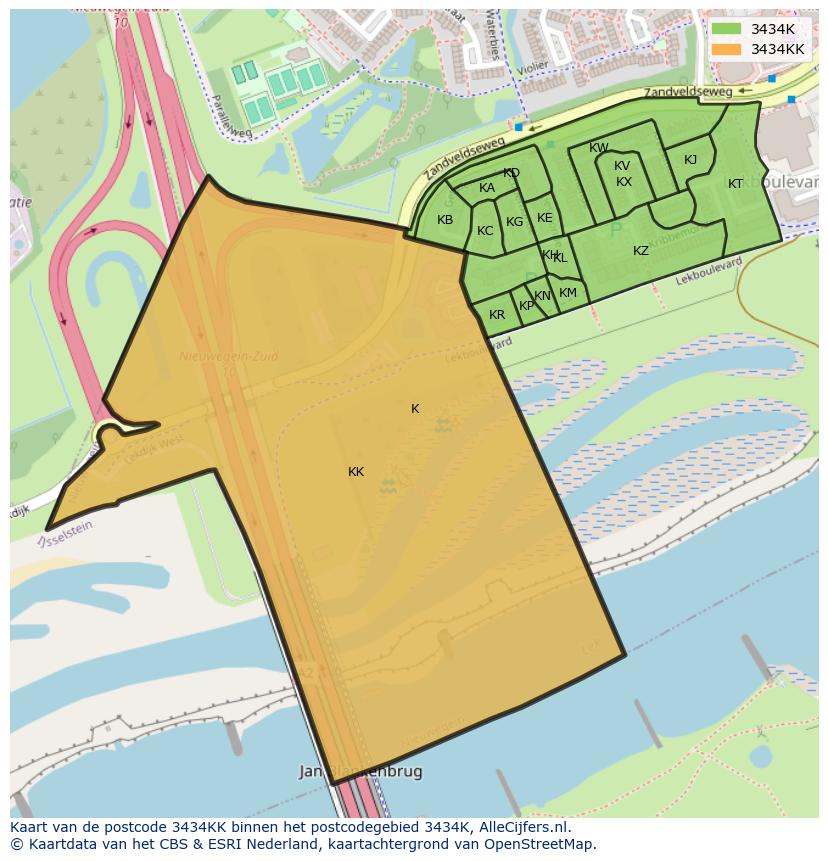 Afbeelding van het postcodegebied 3434 KK op de kaart.