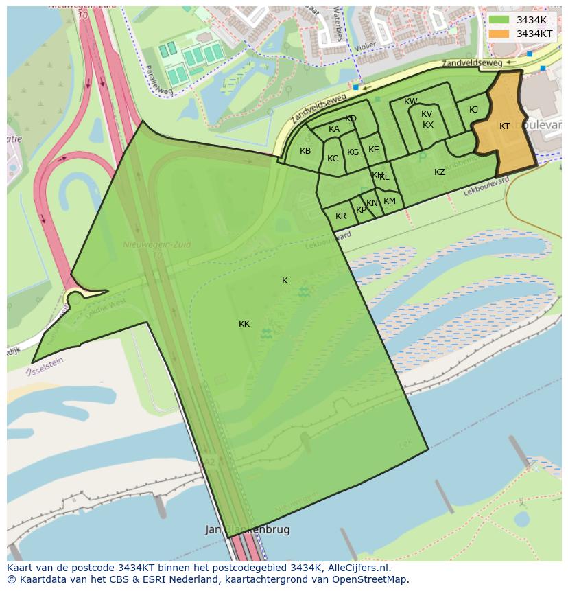 Afbeelding van het postcodegebied 3434 KT op de kaart.