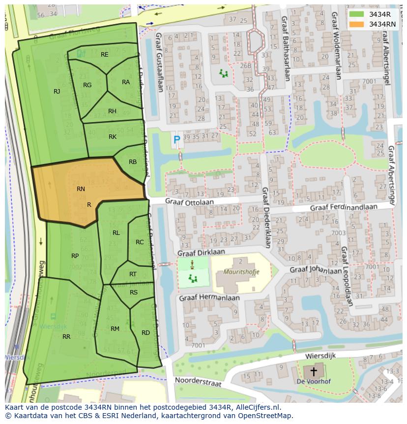 Afbeelding van het postcodegebied 3434 RN op de kaart.