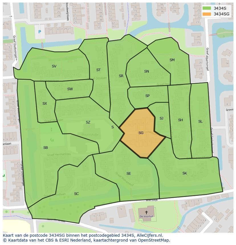Afbeelding van het postcodegebied 3434 SG op de kaart.
