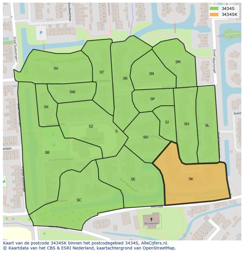 Afbeelding van het postcodegebied 3434 SK op de kaart.