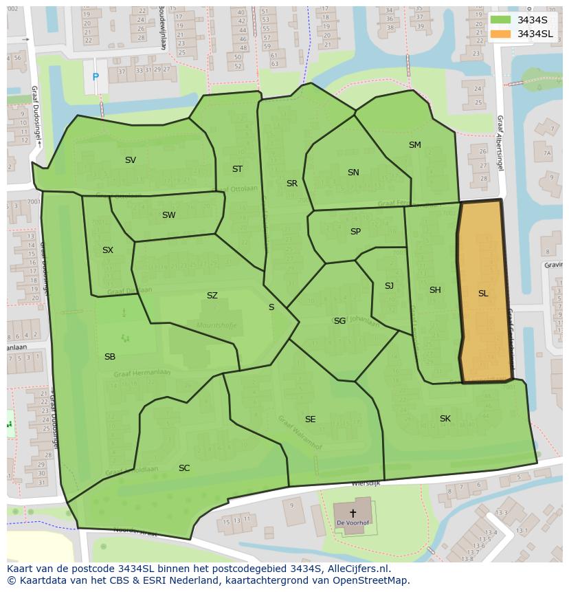 Afbeelding van het postcodegebied 3434 SL op de kaart.
