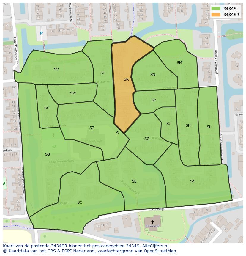 Afbeelding van het postcodegebied 3434 SR op de kaart.