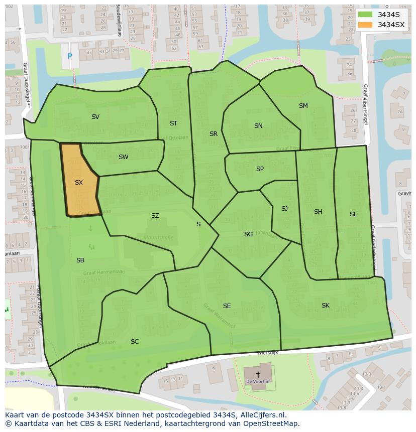 Afbeelding van het postcodegebied 3434 SX op de kaart.