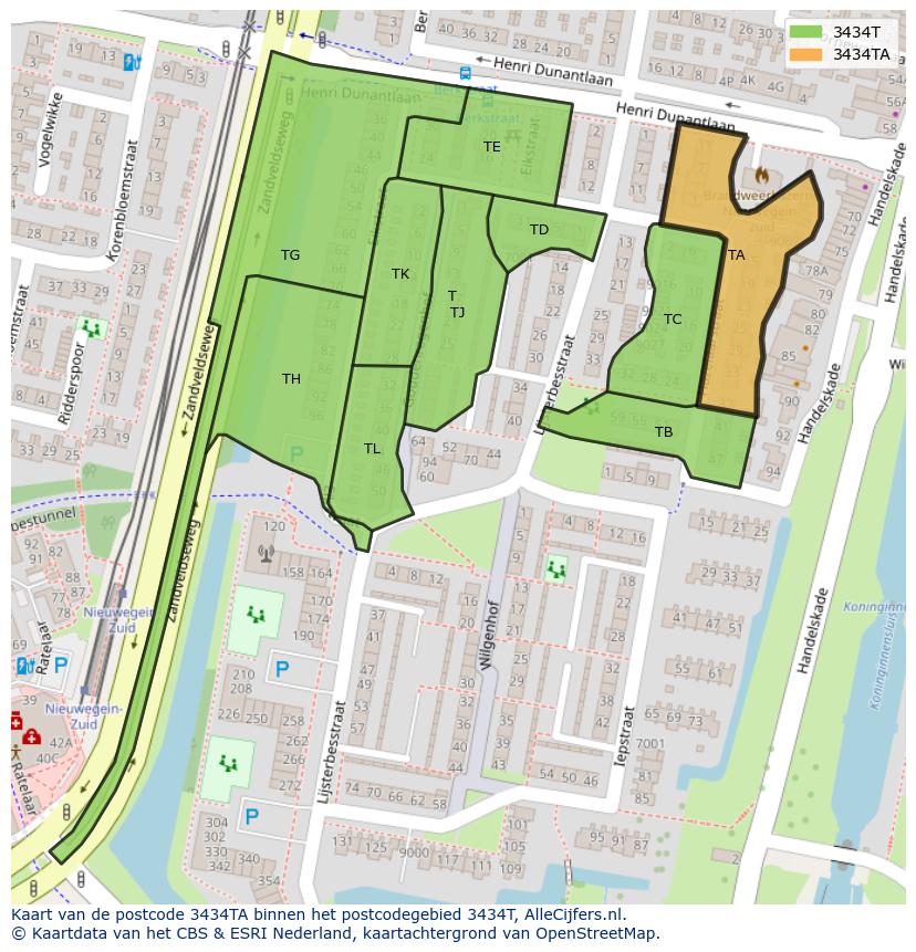 Afbeelding van het postcodegebied 3434 TA op de kaart.