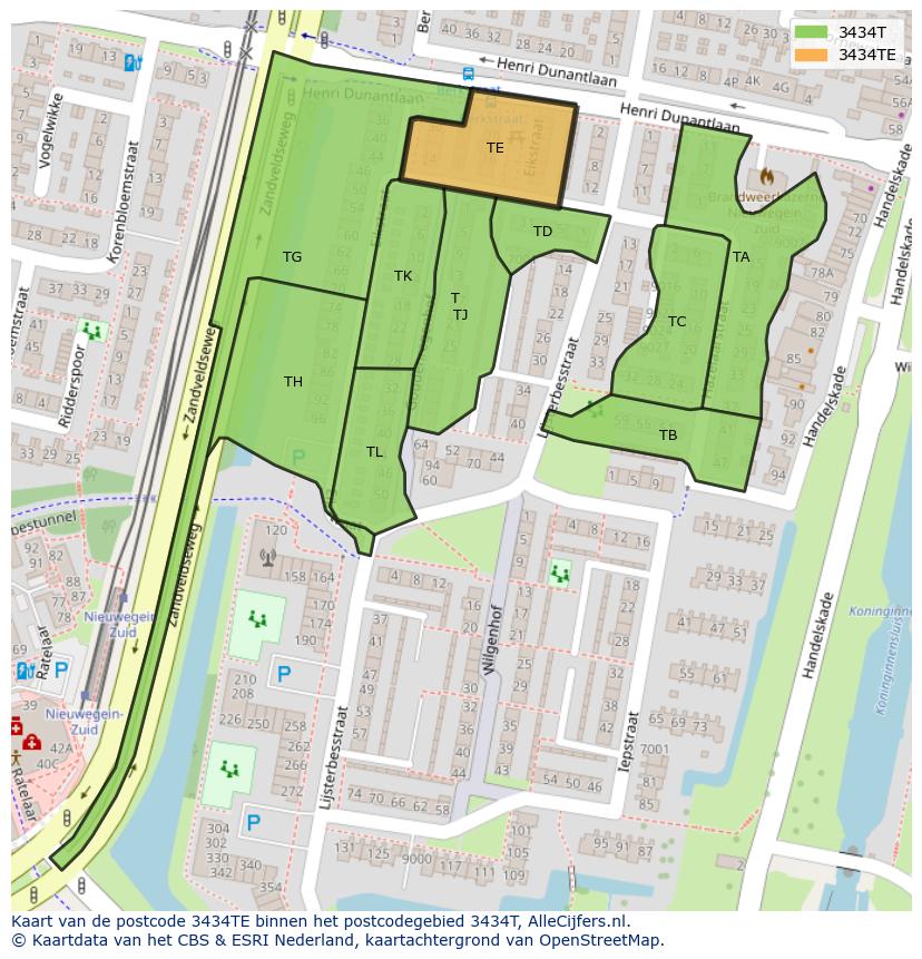 Afbeelding van het postcodegebied 3434 TE op de kaart.