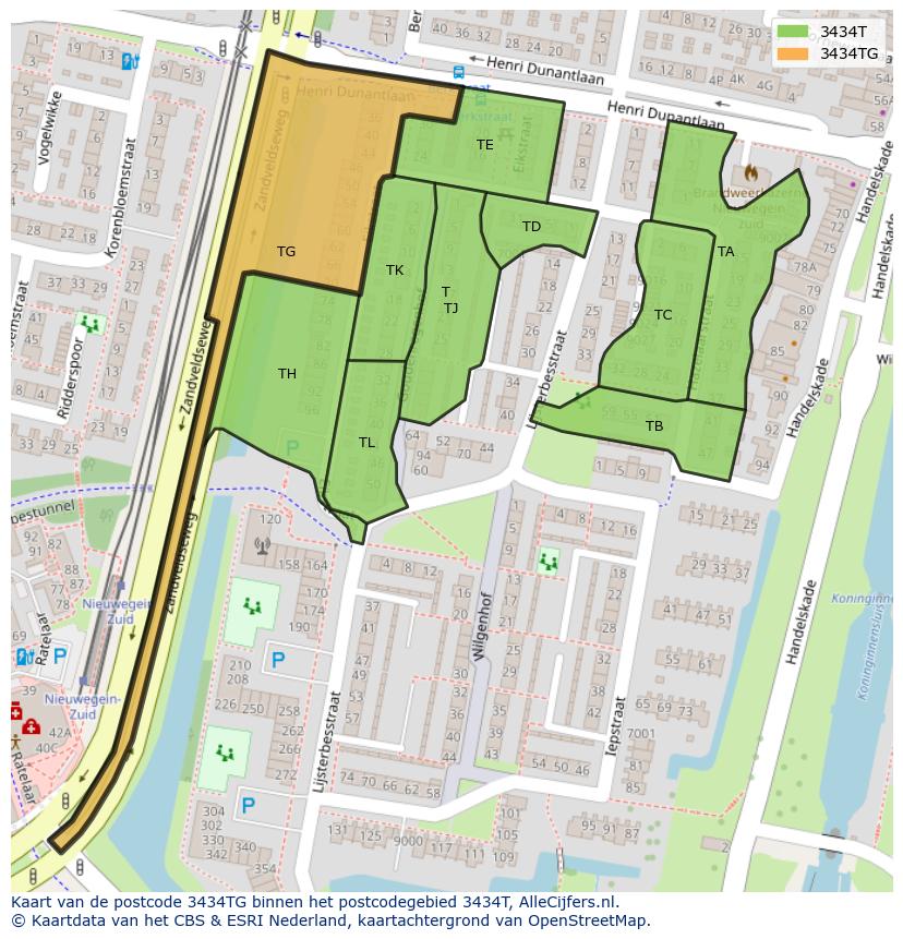 Afbeelding van het postcodegebied 3434 TG op de kaart.