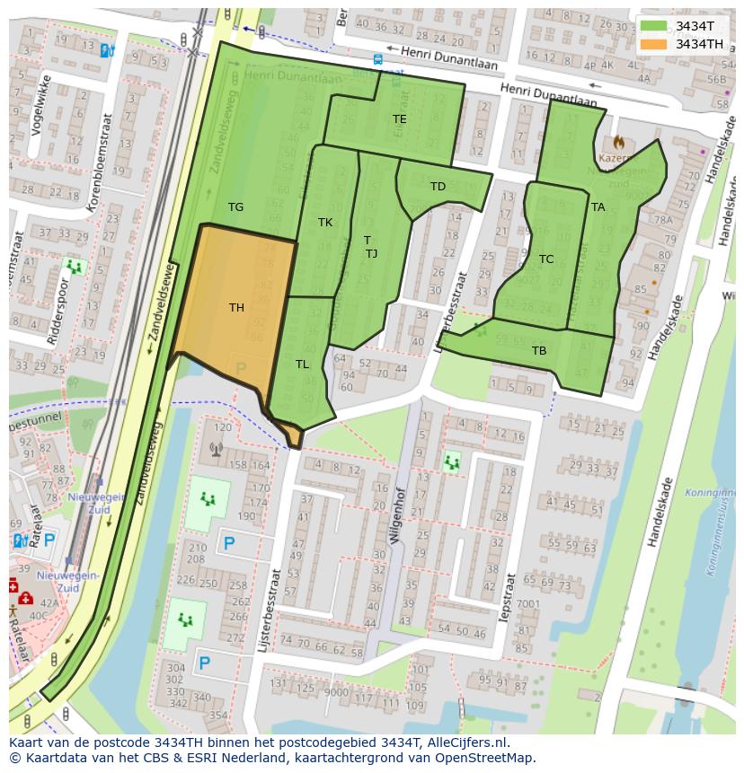 Afbeelding van het postcodegebied 3434 TH op de kaart.