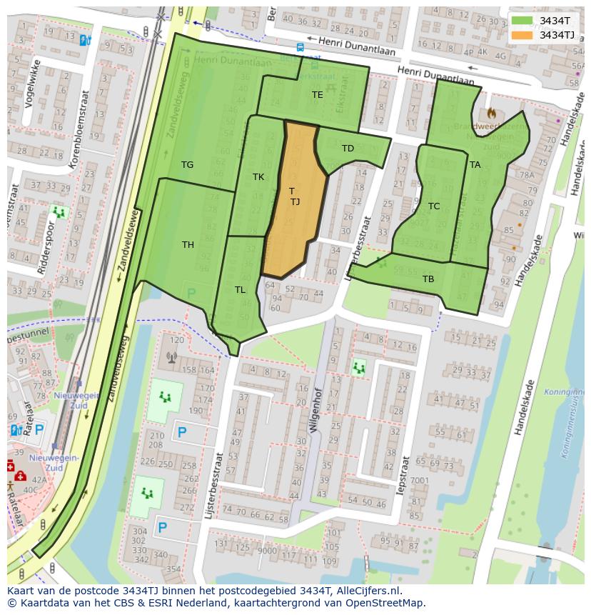 Afbeelding van het postcodegebied 3434 TJ op de kaart.