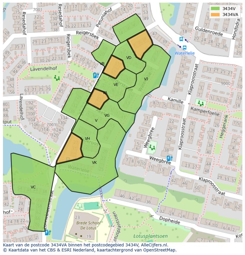 Afbeelding van het postcodegebied 3434 VA op de kaart.