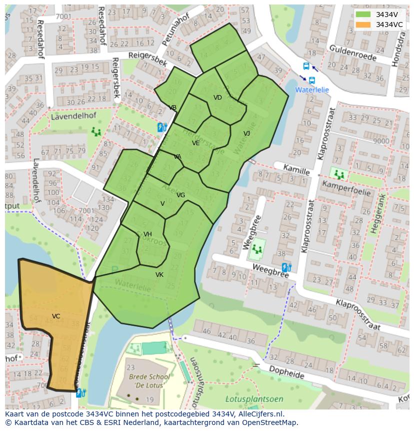 Afbeelding van het postcodegebied 3434 VC op de kaart.