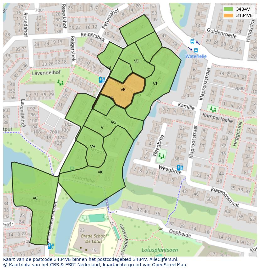 Afbeelding van het postcodegebied 3434 VE op de kaart.