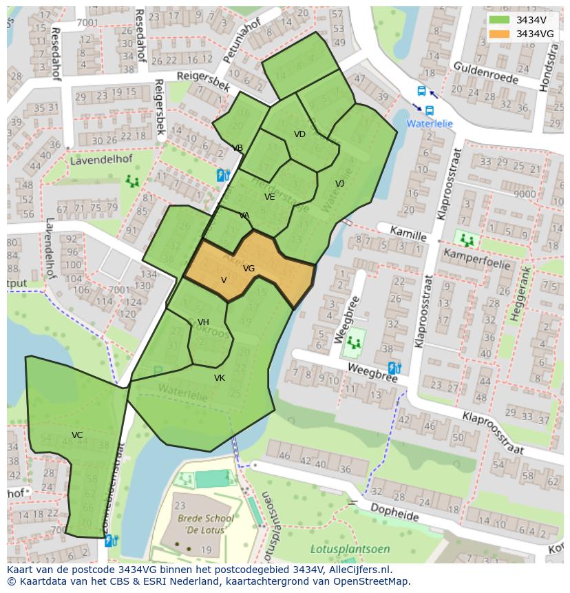 Afbeelding van het postcodegebied 3434 VG op de kaart.